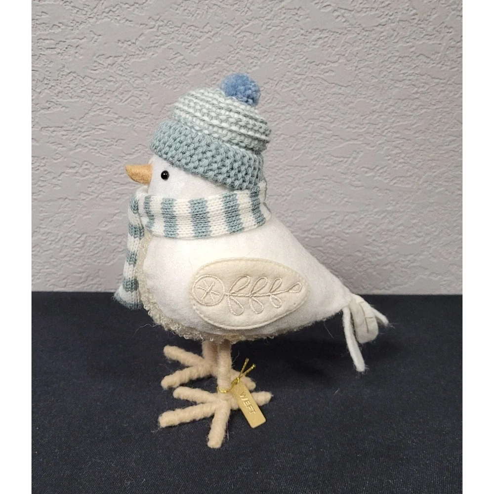 Featherly Friends Bird 2022 Weft Fabric Bird Blue Striped Scarf